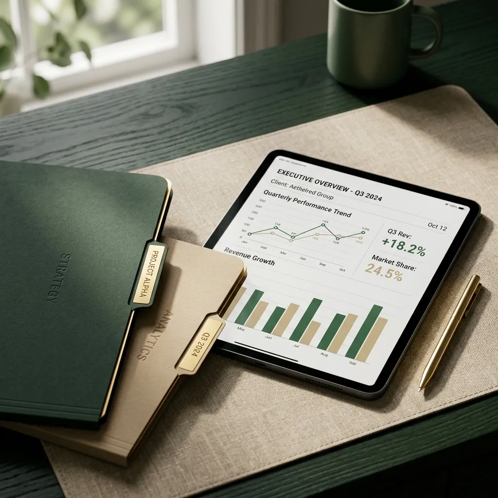 Folders and data on tablet