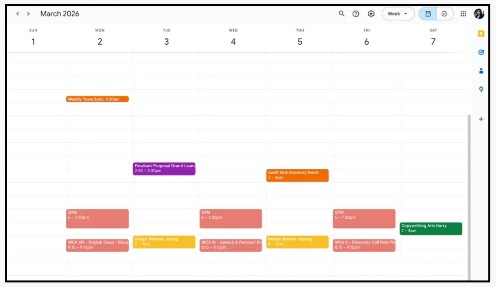 Executive calendar management and scheduling by freelance virtual assistant.