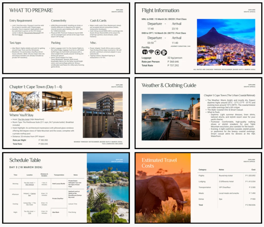 Executive travel planning itinerary and schedule management.
